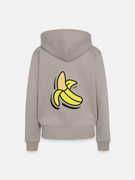 Halb geschälte Banane - Dame Premium hoodie, økologisk bomuld - gråbrun