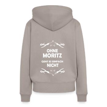 Sans Moritz impossible - Sweat à capuche Premium bio Femme - taupe - Dos - Julia (174cm)