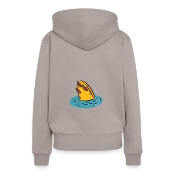 Surf - Frauen Premium Bio Hoodie - Taupe - Hinten - Julia (174cm)