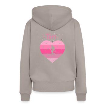 Herz Liebe Hobby Skifahren 10. Geburtstag - Frauen Premium Bio Hoodie - Taupe - Hinten - Julia (174cm)