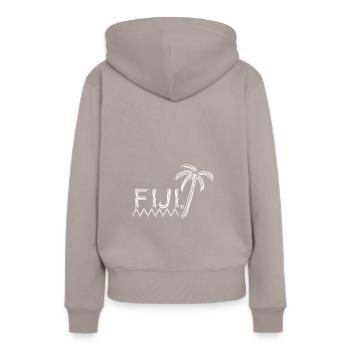 fidji - Sweat à capuche Premium bio Femme - taupe - Dos - Julia (174cm)