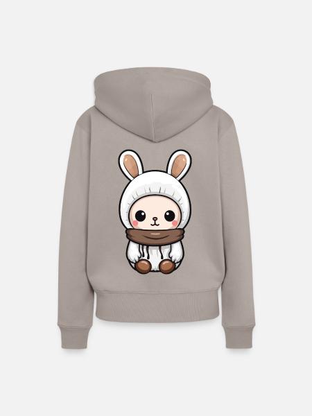 Hase Winter Comic - Frauen Premium Bio Hoodie - Taupe