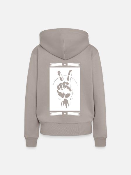 Frieden Hand Zeichen Peace - Frauen Premium Bio Hoodie - Taupe