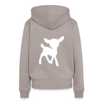 Rehkitz - Frauen Premium Bio Hoodie - Taupe - Hinten - Julia (174cm)