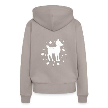 Rehkitz - Zootier Tierfreund Naturschutz - Frauen Premium Bio Hoodie - Taupe - Hinten - Julia (174cm)