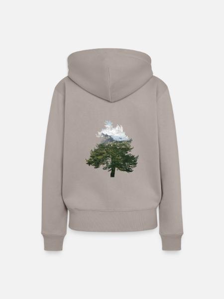 tree landscape - Frauen Premium Bio Hoodie - Taupe