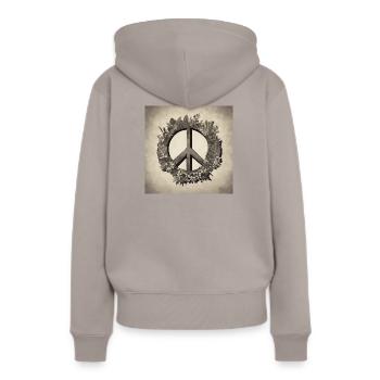 Harmonie globale - Sweat à capuche Premium bio Femme - taupe - Dos - Julia (174cm)