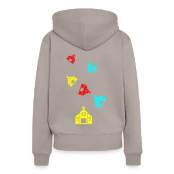 Église - Sweat à capuche Premium bio Femme - taupe - Dos - Julia (174cm)
