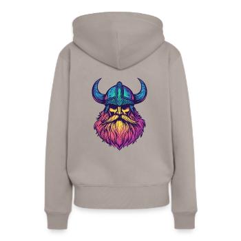Wikinger - Frauen Premium Bio Hoodie - Taupe - Hinten - Julia (174cm)