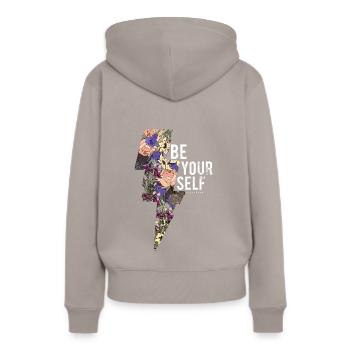 sois toi-même - Sweat à capuche Premium bio Femme - taupe - Dos - Julia (174cm)