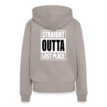 Straight Outta Lost Place - Sweat à capuche Premium bio Femme - taupe - Dos - Julia (174cm)