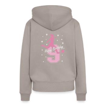 9. Geburtstag Fussball Fussballspielerin - Frauen Premium Bio Hoodie - Taupe - Hinten - Julia (174cm)