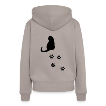 Katze mit Pfoten - Frauen Premium Bio Hoodie - Taupe - Hinten - Julia (174cm)