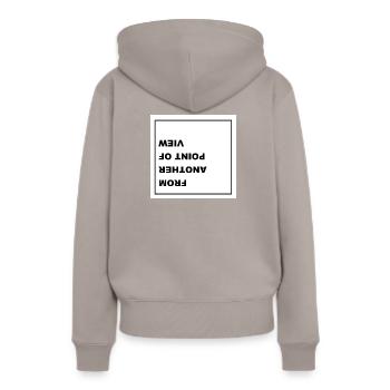 From another Point of View - Frauen Premium Bio Hoodie - Taupe - Hinten - Julia (174cm)