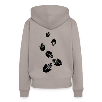 Symbole du maïs - Sweat à capuche Premium bio Femme - taupe - Dos - Julia (174cm)