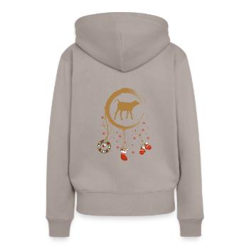 Kalb Weihnachten Weihnachtstraumfänger - Frauen Premium Bio Hoodie - Taupe - Hinten - Julia (174cm)