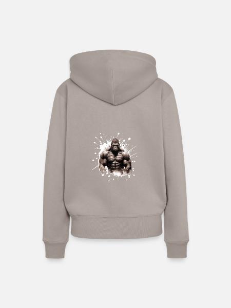 Gorilla Bodybuilding Beast - Frauen Premium Bio Hoodie - Taupe