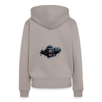 Frappe de la bête de gorille - Sweat à capuche Premium bio Femme - taupe - Dos - Julia (174cm)