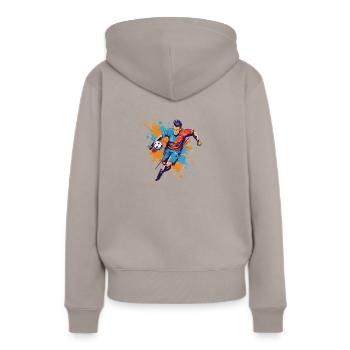 Soccer Player - Frauen Premium Bio Hoodie - Taupe - Hinten - Julia (174cm)