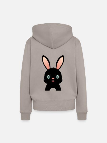 Schwarzes Häschen - Frauen Premium Bio Hoodie - Taupe