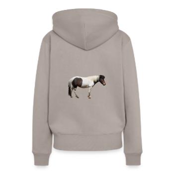 Es gibt annähernd 200 verschiedene Pferderassen - Frauen Premium Bio Hoodie - Taupe - Hinten - Julia (174cm)