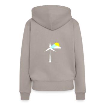 Windrad - Frauen Premium Bio Hoodie - Taupe - Hinten - Julia (174cm)