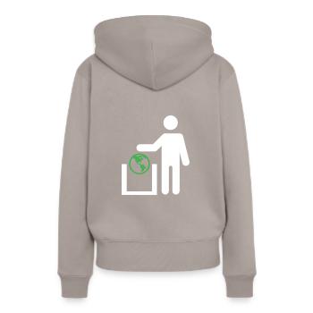 monde - Sweat à capuche Premium bio Femme - taupe - Dos - Julia (174cm)