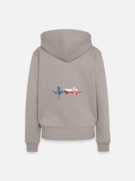 Herzfrequenz mit Tschechien - Frauen Premium Bio Hoodie - Taupe