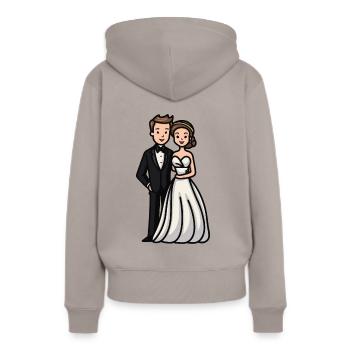 Mariage mariée marié jeunes mariés - Sweat à capuche Premium bio Femme - taupe - Dos - Julia (174cm)