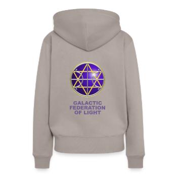 Ummac Dan / Symbol Sirius Sternen System / Siegel - Frauen Premium Bio Hoodie - Taupe - Hinten - Julia (174cm)