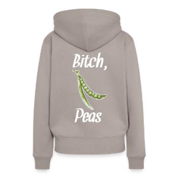 Vegan Vegan Pois Vegan Blanc - Sweat à capuche Premium bio Femme - taupe - Dos - Julia (174cm)
