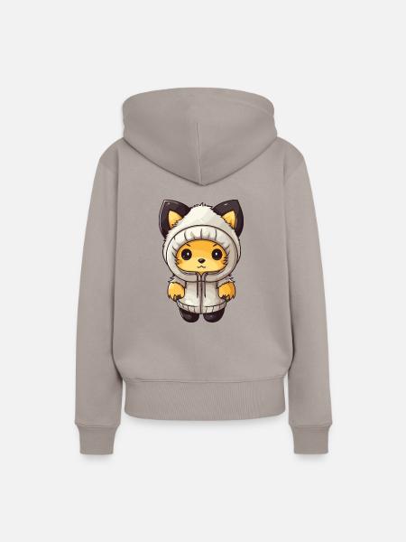 Fuchs Winter Comic Niedlich - Frauen Premium Bio Hoodie - Taupe
