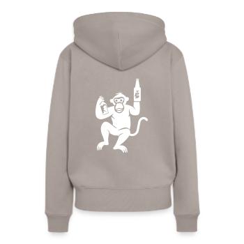 Affe Bier Besoffen - Frauen Premium Bio Hoodie - Taupe - Hinten - Julia (174cm)