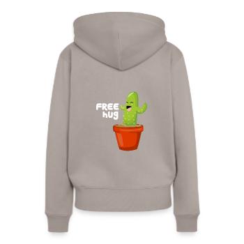 Umarmung Kaktus - Frauen Premium Bio Hoodie - Taupe - Hinten - Julia (174cm)