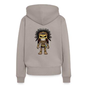 Squelette indien Apache - Sweat à capuche Premium bio Femme - taupe - Dos - Julia (174cm)