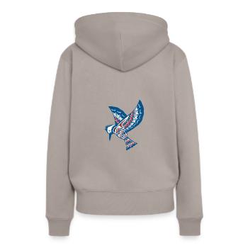 Cadeau autochtone autochtone du nord-ouest du Pacifique - Sweat à capuche Premium bio Femme - taupe - Dos - Julia (174cm)