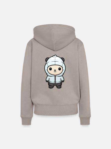Eisbär Winter Bär Comic Niedlich - Frauen Premium Bio Hoodie - Taupe