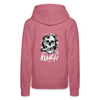 Totenkopf OG Kush Cannabis - Frauen Premium Bio Hoodie - Malve - Hinten - Isabella (175cm)