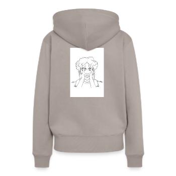 Schöne Dinge - Frauen Premium Bio Hoodie - Taupe - Hinten - Julia (174cm)