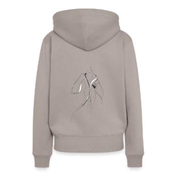 Lady Kimono (transparent) - Frauen Premium Bio Hoodie - Taupe - Hinten - Julia (174cm)
