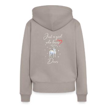 Frau Mädchen Liebe Herz Hirsch - Frauen Premium Bio Hoodie - Taupe - Hinten - Julia (174cm)