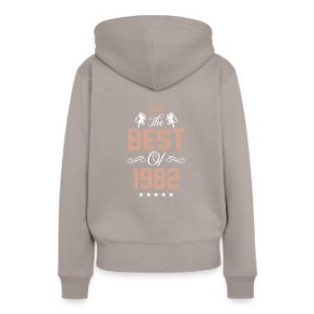 1982 best of - Sweat à capuche Premium bio Femme - taupe - Dos - Julia (174cm)