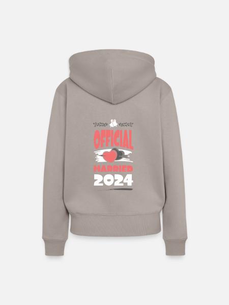Hochzeit 2024 Herz Married - Frauen Premium Bio Hoodie - Taupe