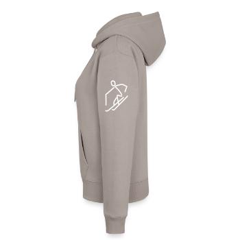 iYpsilon Ski - Frauen Premium Bio Hoodie - Taupe - Links - Selfina (174cm)