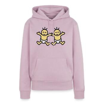 Twin Babys - Sweat à capuche Premium bio Femme - rose poudré - Devant - Julia (174cm)