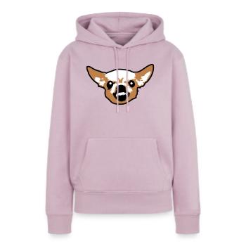 Chihuahua Petit Chien Méchant Crunch Colère Agaçante - Sweat à capuche Premium bio Femme - rose poudré - Devant - Julia (174cm)
