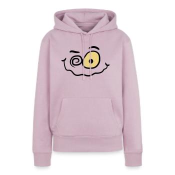 Sourire drôle fou fou - Sweat à capuche Premium bio Femme - rose poudré - Devant - Julia (174cm)