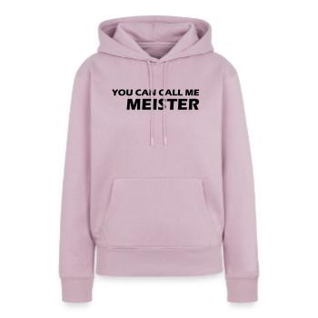 you can call me meister - Sweat à capuche Premium bio Femme - rose poudré - Devant - Julia (174cm)