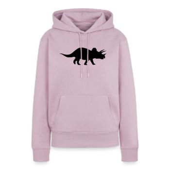 Triceratops - Sweat à capuche Premium bio Femme - rose poudré - Devant - Julia (174cm)