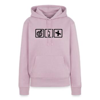 Geocaching - Sweat à capuche Premium bio Femme - rose poudré - Devant - Julia (174cm)